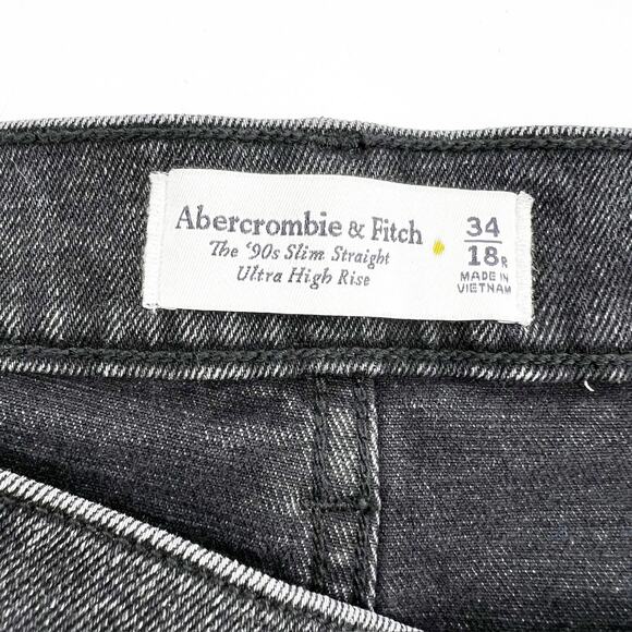 Abercrombie & Fitch Black Plus Size The 90's Slim‎ Straight High Rise Jeans 34 - Picture 7 of 8